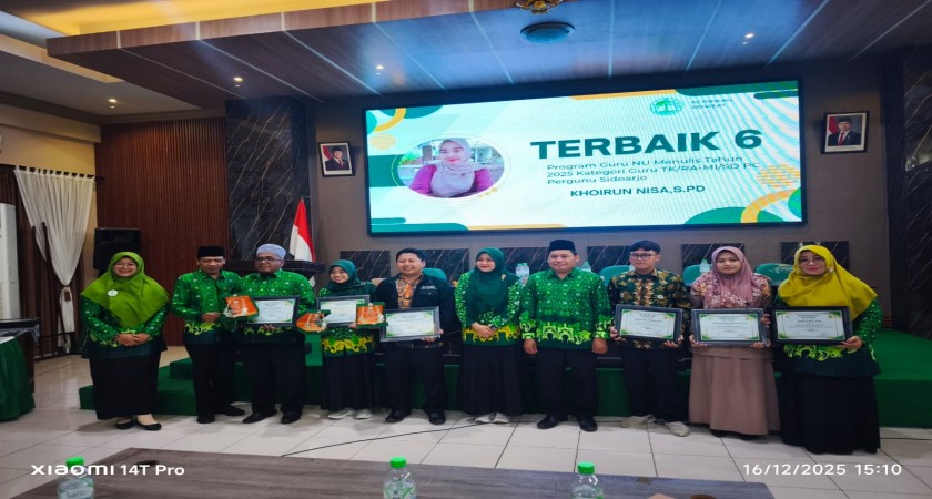 Guru MI Asshomadiyah Raih Juara 1 Program Guru NU Menulis Tahun 2025 Tingkat Kabupaten Sidoarjo